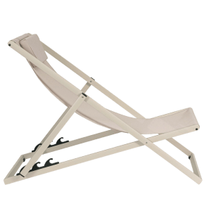 Bizzotto Liegestuhl Taylor in Beige mit verstellbarer Rückenlehne und Kopfkissen.