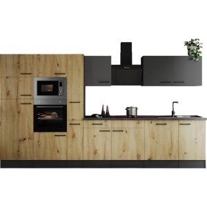 Respekta Küchenzeile Oliver 370 cm Artisan Eiche / Grau Matt