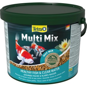 Tetra Pond Multi Mix Fischfutter 10L im Eimer: Futtermischung für Teichfische mit Flocken, Sticks, Wafern und Gammarus.