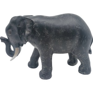 Graue Gartenfigur Elefant, 16,5 cm hoch, aus Polyresin für Garten und Terrasse.