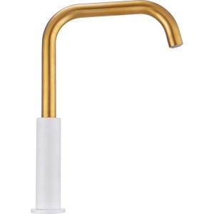 baliv Küchenarmatur KI-1931 in Weiß-Gold, Einhebelmischer mit schwenkbarem Auslauf.