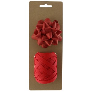 Weihnachtsdekoration Kräuselband und Papierrose Rot