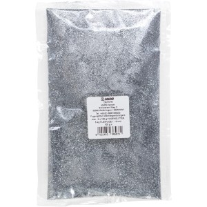 Silberner Fugenglitter zur Veredelung von Fliesenfugen (1-6 mm) im transparenten Beutel.