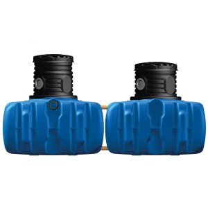 4rain Flachtank-Paket Flat S 4.500 l Garten-Comfort, blauer Erdtank mit schwarzem Domschacht.