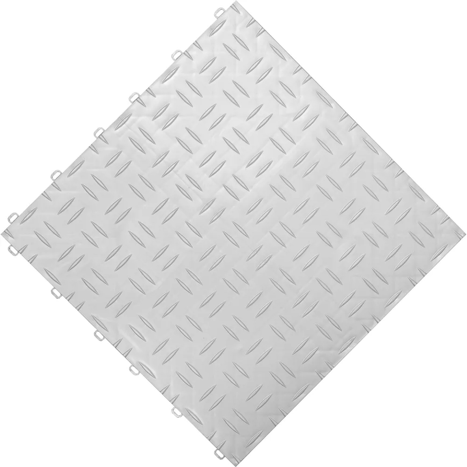 Florco Kunststoff-Klickfliese, weiss-alu, 40x40 cm, Riffelblech-Optik, 6er-Pack