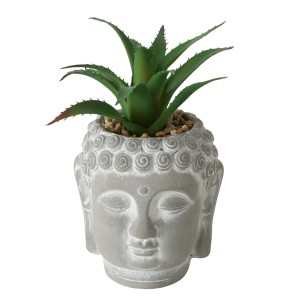 Boltze Kunstpflanze Zenya im Buddha-Topf, grau, 17cm. Dekorative Zimmerpflanze.