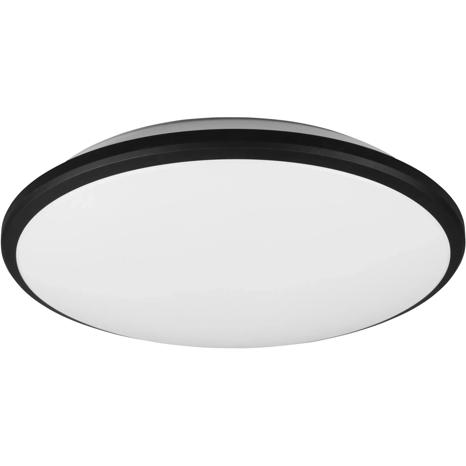 Schwarze, runde LED-Deckenleuchte Limbus, 34,7 cm Durchmesser, für Wohn- und Schlafzimmer.