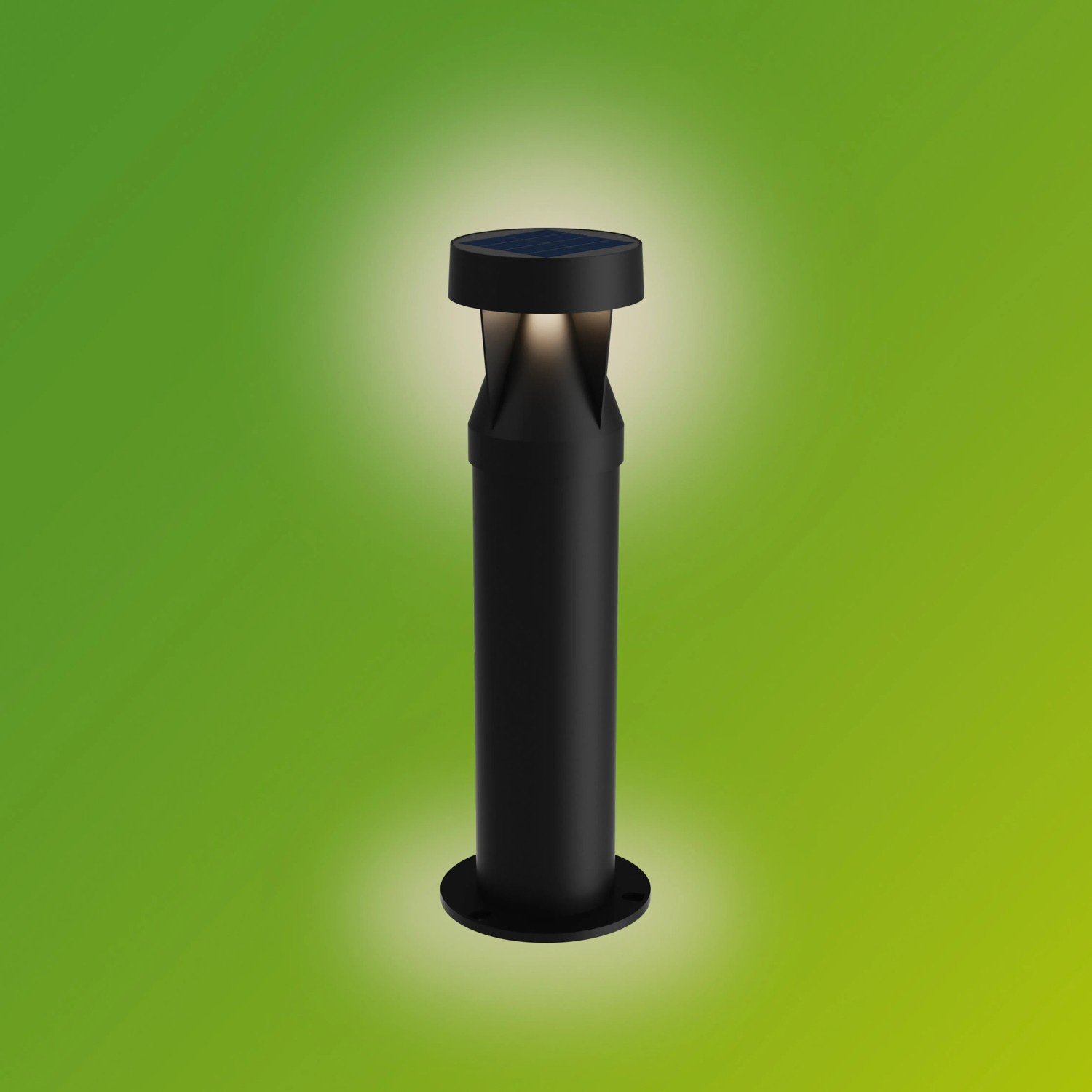 Schwarze Philips Avery Solar Sockelleuchte mit Sensor für den Garten.