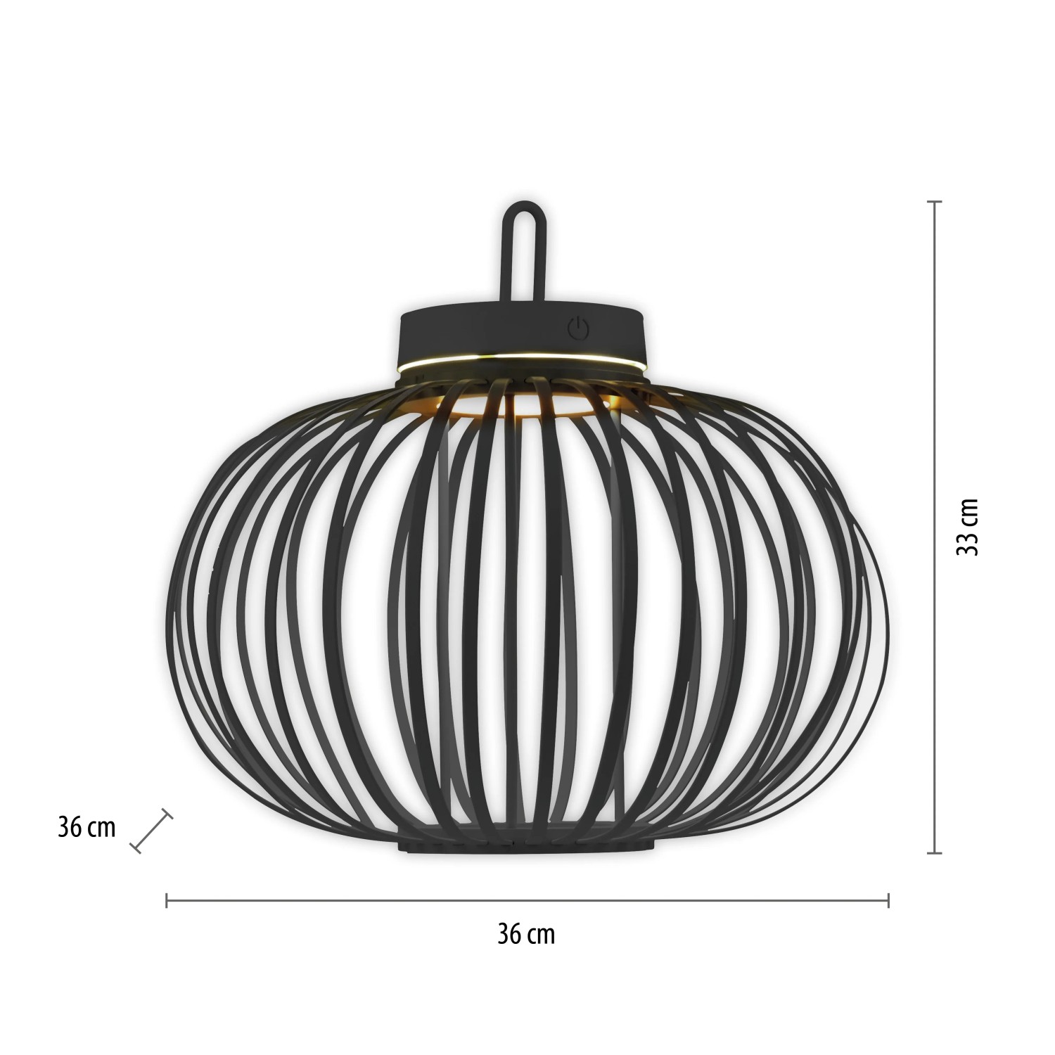 Schwarze LED-Akku-Pendelleuchte Akuba, 33x36 cm, für Innen & Außen. Dekorative Außenleuchte von Just Light.