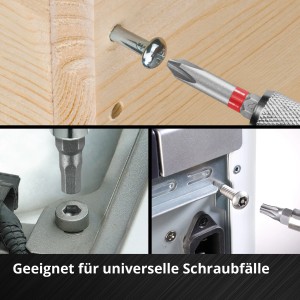 Einhell Bit-Set M-Case: Schraubenzieher-Bits im Einsatz in Holz und Metall.
