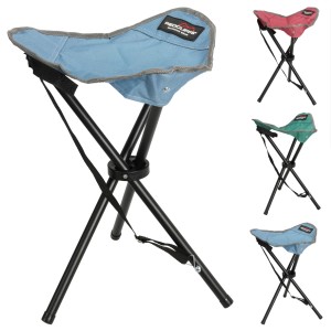 Campinghocker, 3-fach sortiert in Blau, Grün und Rot. Faltbarer Outdoor-Hocker mit Tragegurt.
