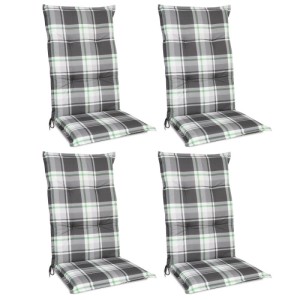 4er Set Beautissu Hochlehner Auflagen Sunny, 120x50x6cm, mintgrün kariert für Gartenstühle.
