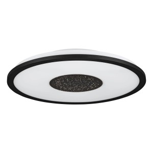 Eglo LED-Deckenleuchte Marmorata, Ø 45cm, schwarz-weiß mit Sternenhimmel-Effekt.