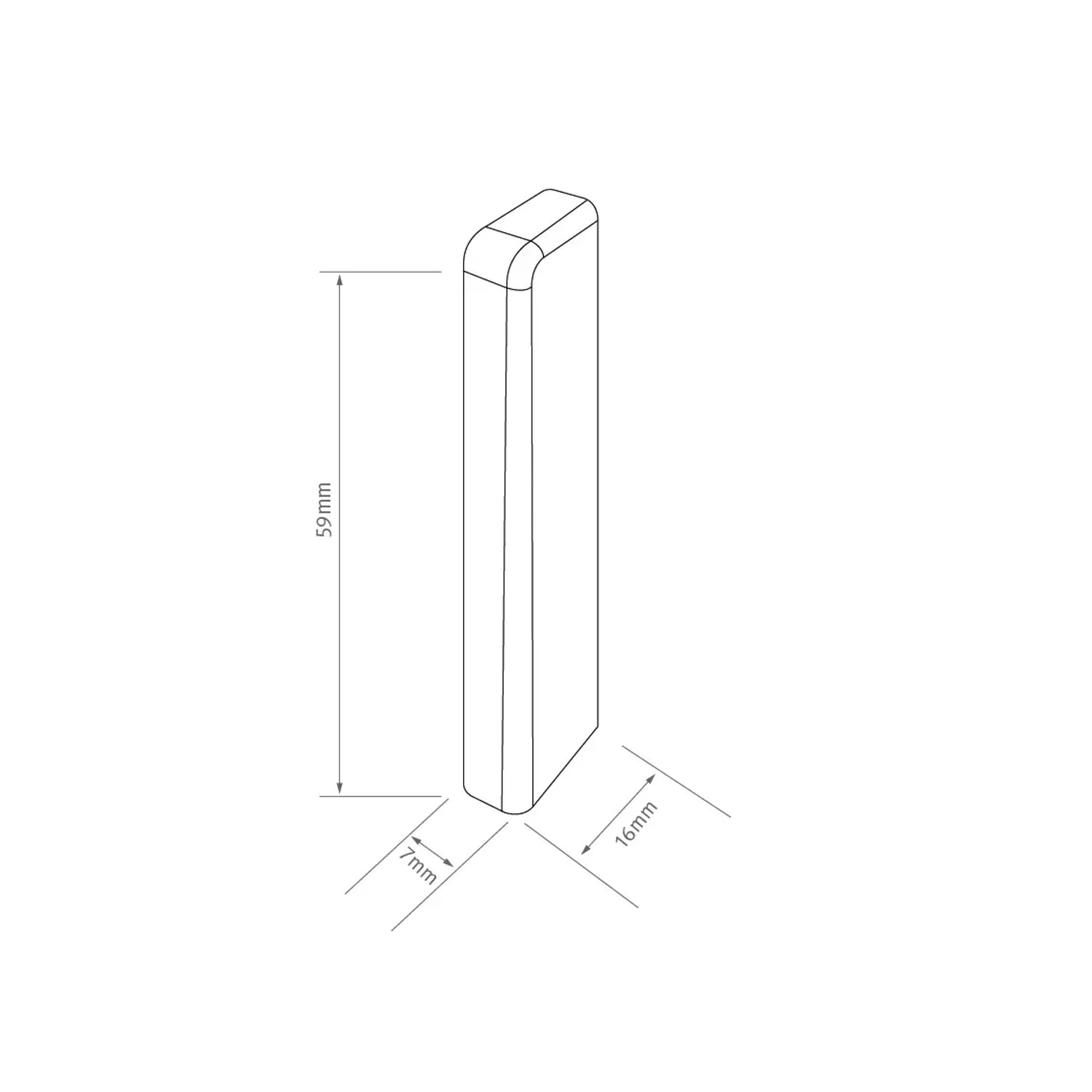 Egger Endstück Kubisch, 6 cm, Eiche Cappuccino, 2er-Pack, Detailzeichnung mit Maßen.