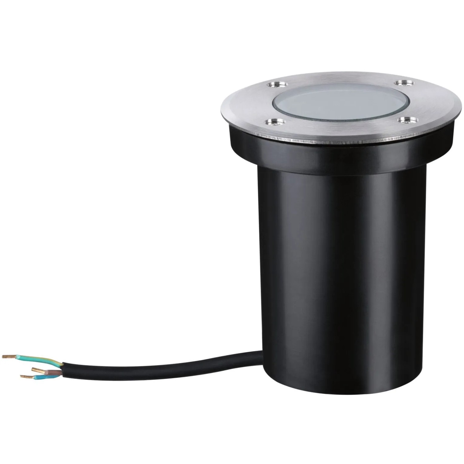 Runder Paulmann Outdoor-Bodeneinbaustrahler Floor GU10 aus Edelstahl, Ø 10,5 cm.