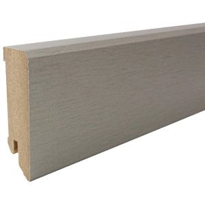 Praktikus Sockelleiste Cubica Edelstahl, 240cm, weiß-schwarz, für Laminat & Holzböden.