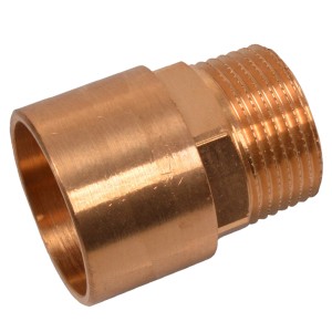 Kirchhoff Übergangsnippel, 22 mm x 26,4 mm, blank. Lötfitting mit Muffe und Außengewinde.