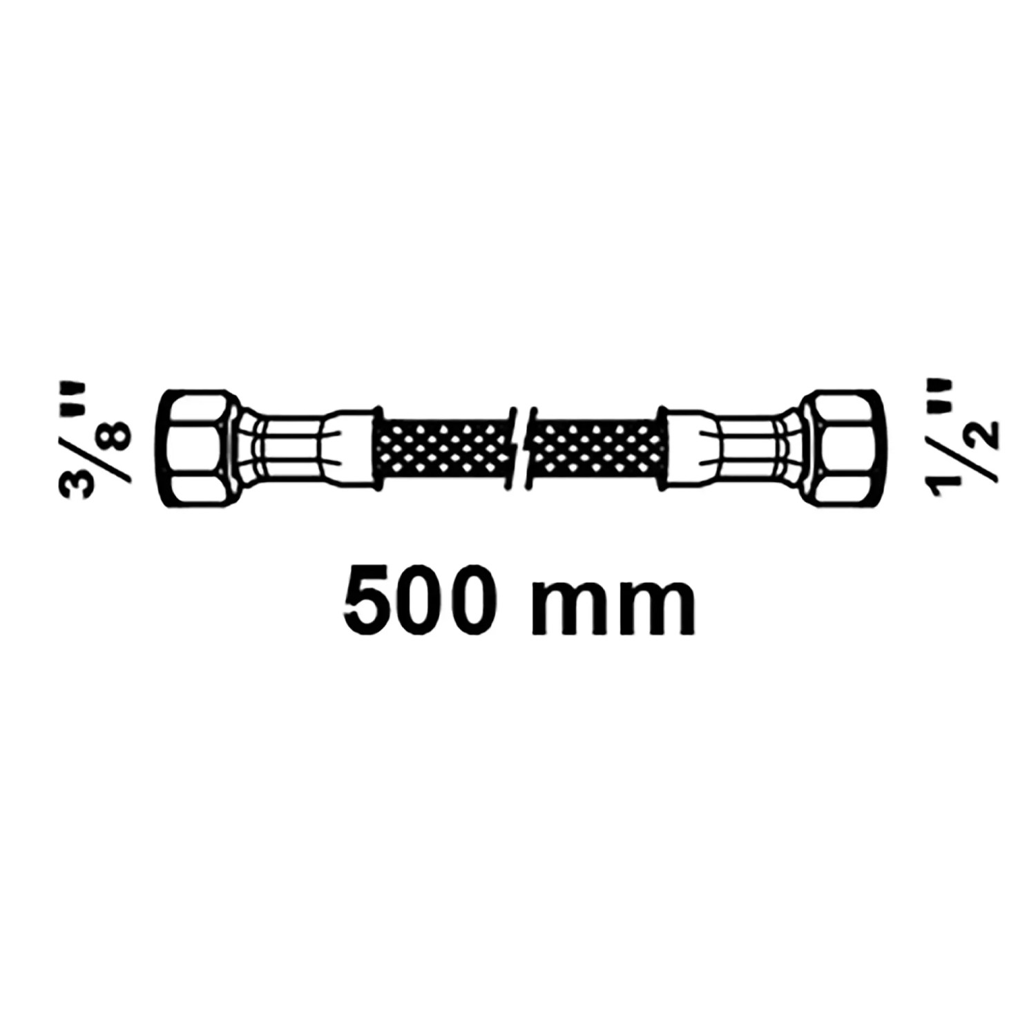 Kirchhoff Flexschlauch, 500 mm, 1/2IG x 3/8IG, aus Edelstahl, flexibel und knickfest.
