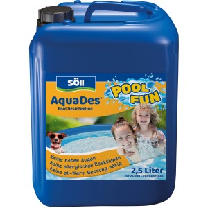 Kanister Söll AquaDes 2,5l Pool Desinfektion für sauberes Poolwasser ohne rote Augen.