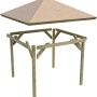 Karibu Pavillon Hedmark 1 aus kesseldruckimprägniertem Holz, bestehend aus Pfosten, Querverbindern und Dachplatten.