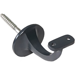 Anthrazitfarbene Handlaufkonsole aus Aluminium für 52 mm Holzhandlauf.