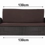 Braunes Gartenkissen-Set für 2-Sitzer Polyrattan-Gartensofa, 130x60x50cm.