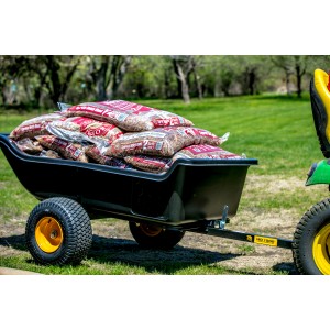 Polar Anhänger Schubkarre HD1500, beladen mit Säcken, für Gartenarbeiten.