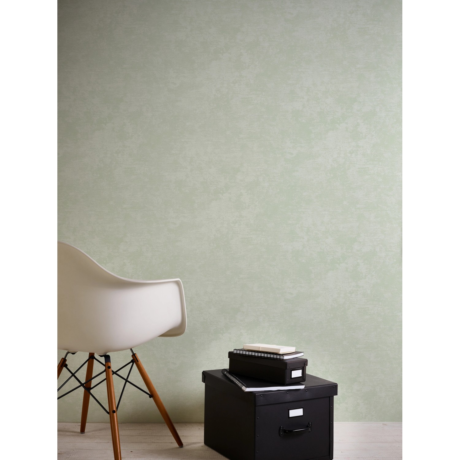 Grüne Vliestapete mit leichter Struktur von AS-Creation, Uni Matt für Wohnräume.