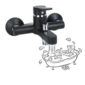 baliv Wannenarmatur WA-5760, schwarz matt. Moderne Badarmatur für die Wanne.