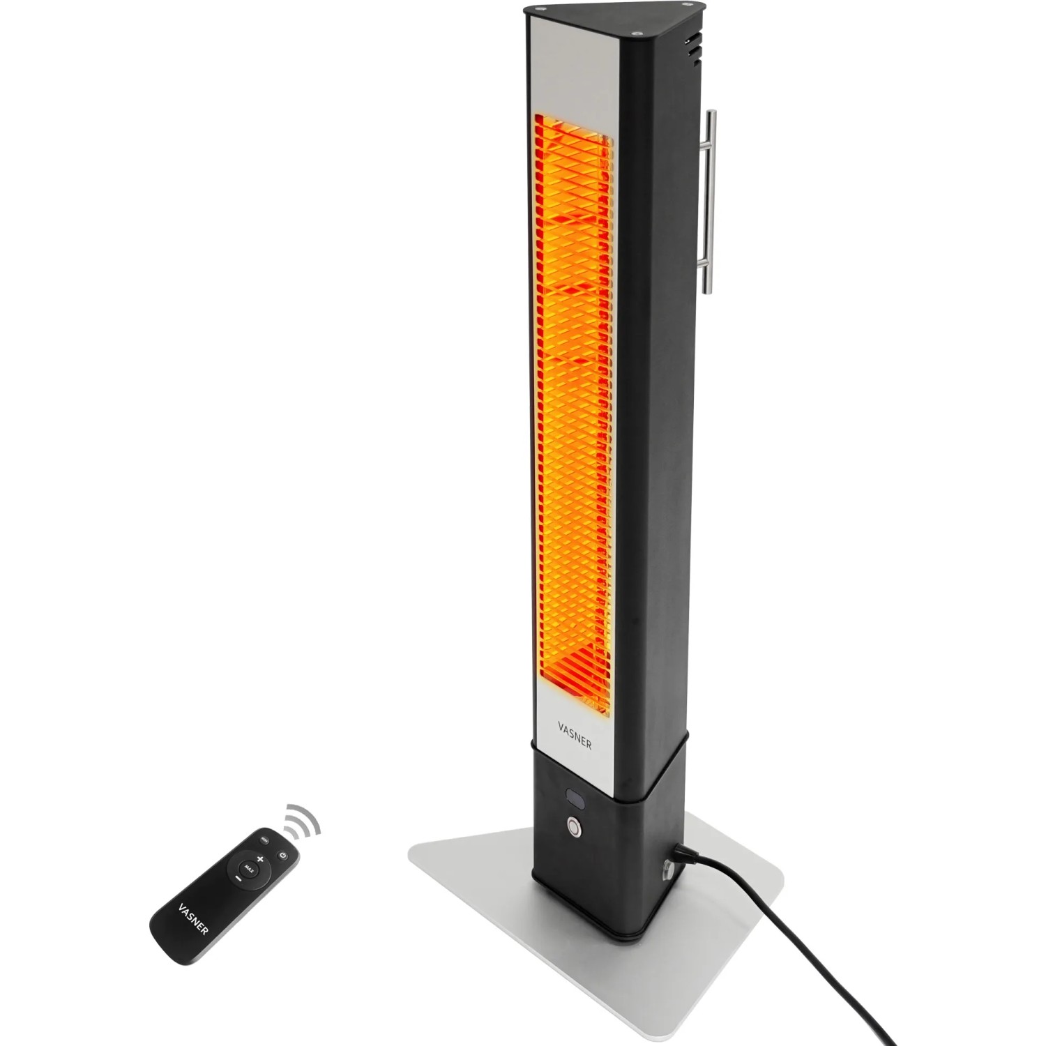 VASNER HeatTower Infrarot-Heizstrahler 2500W, schwarz, mit Fernbedienung.