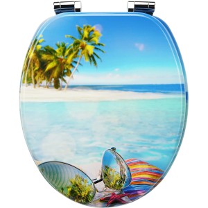Sanfino WC Sitz Hawaii Toilettendeckel mit Absenkautomatik aus Holz