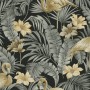 Superfresco Easy Vliestapete Sandrine Tropics Dark mit Flamingos und tropischen Blättern.