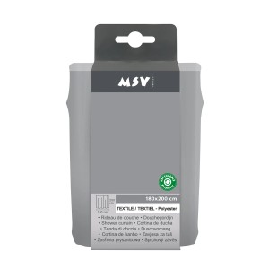 MSV Duschvorhang Grau 180x200 cm aus Polyester, verpackt.