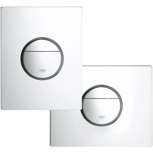 Grohe Nova Cosmopolitan Abdeckplatte, weiß-Edelstahl, für WC-Spülung.
