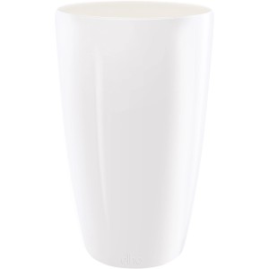 Weißer Elho Brussels Diamond Blumentopf, rund und hoch, Ø 27 cm. Eleganter Übertopf für Innen.