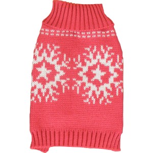 Roter Heim Hundepullover mit Schneeflockenmuster, Größe 35.