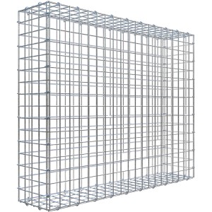 Leere Gabiona C-Ring-Gabione, 80x100x20 cm, Maschenweite 5x5 cm, aus verzinktem Draht.