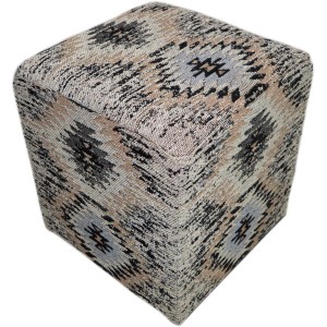 Quadratischer Pouf Bavaria 410 in Grau mit Muster, 42x42 cm. Sitzsack für Wohnzimmer und mehr.