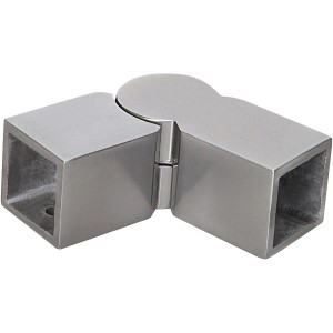 Aluminium Gelenk für Vierkantstäbe zur Eckverbindung von Treppengeländern.