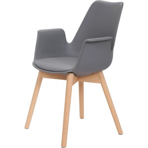 Grauer Kayoom Polsterstuhl Chaplin im 2er-Set mit Holzbeinen.