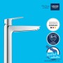 Grohe QuickFix Waschtischarmatur Start XL: Chrom Armatur mit hohem Auslauf für Waschbecken.