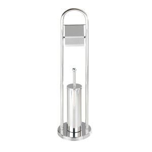 Wenko Exclusiv WC-Garnitur Vasto aus Edelstahl, glänzend, mit Toilettenpapierhalter und Bürste.