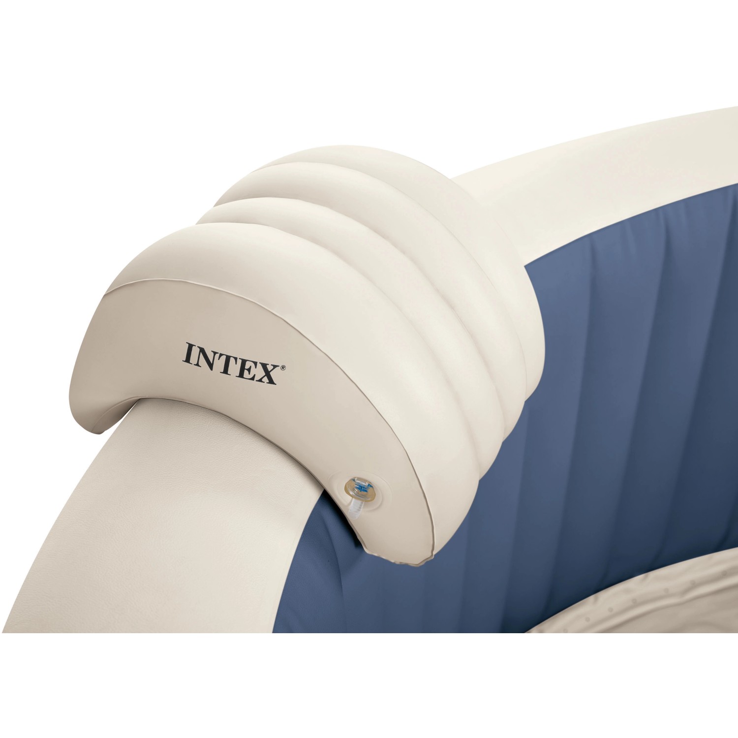 Detailansicht Intex PureSpa Plus aufblasbarer Whirlpool mit Kopfstütze.