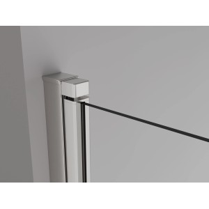 Detailaufnahme: Baliv Doppeltür DUK-80.61 T, Chrom Glänzend, Duschwand mit Sicherheitsglas.