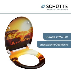 Schütte WC-Sitz Africa Duroplast mit Elefanten-Motiv und Absenkautomatik.