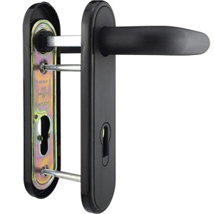 Schwarze Drückergarnitur für feuerhemmende Türen, 9 mm Nuss.