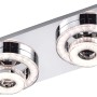 Moderne LED-Deckenleuchte Tim in Chromoptik mit zwei dreh- und schwenkbaren Leuchtringen.