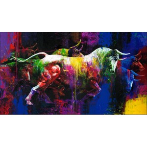 Giclèe Colourful Bulls 160 cm x 90 cm