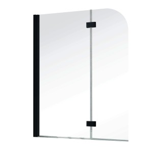 Schulte Badewannenfaltwand, 2-teilig, mattschwarz, 140x112cm, mit transparentem Glas.