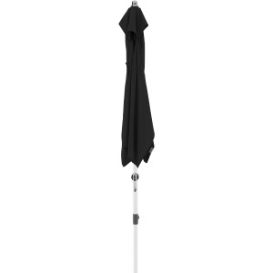 Geschlossener, schwarzer Doppler Marktschirm Expert 220x140 cm mit Kurbel und hellem Mast.